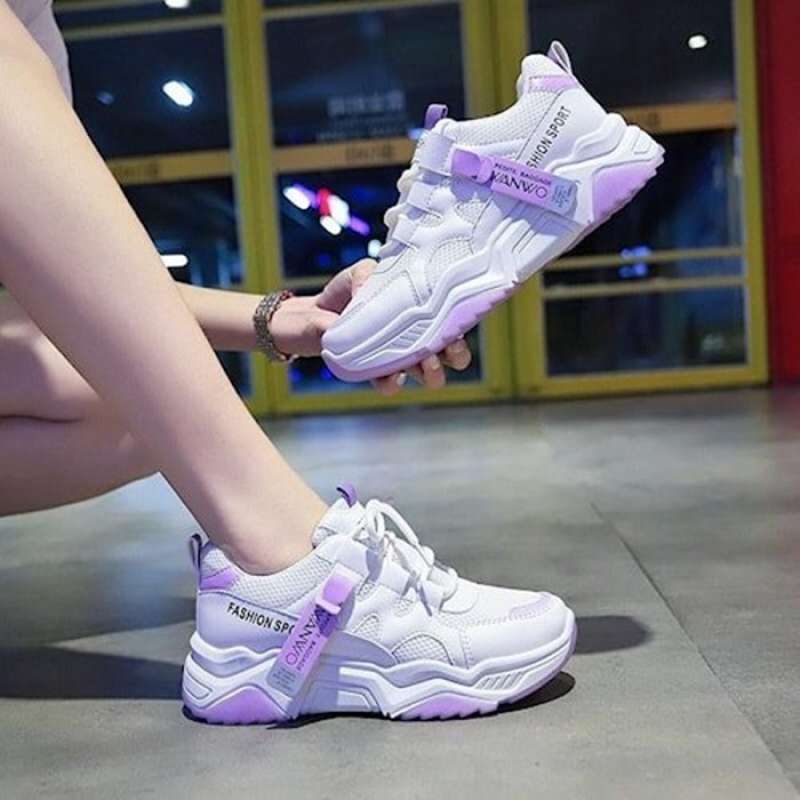 Jual Sepatu Sneakers Wanita-jintu Manmo Bg-700 Putih Ungu 37 Di