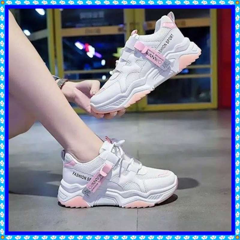 Jual Sepatu Sneakers Wanita-jintu Manmo Bg-700 Putih Pink 37 Di