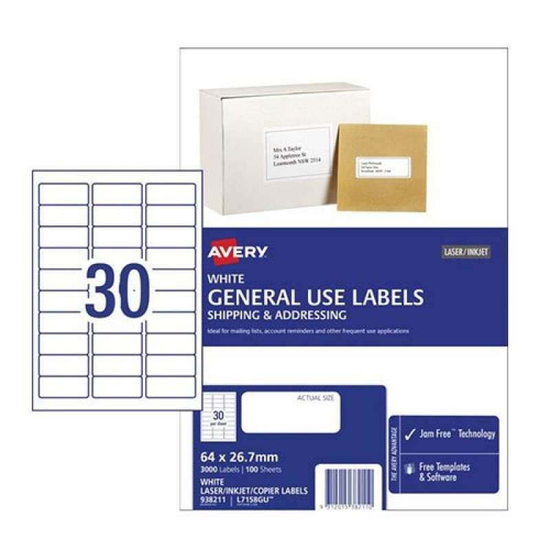 Jual Avery Copier/Laser Label 100pk - 30/sheet di Seller ...