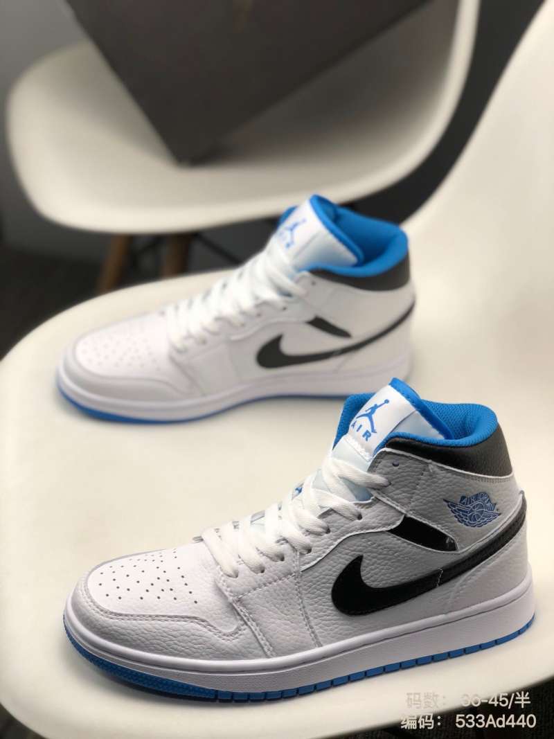 Jual 36-45 Nike Air Jordan 1 Mid Laser Blue lychee leather stitched Laser  Blue aj1 medium top retro shoe - 45 di Seller SNK souxing shop - | Blibli