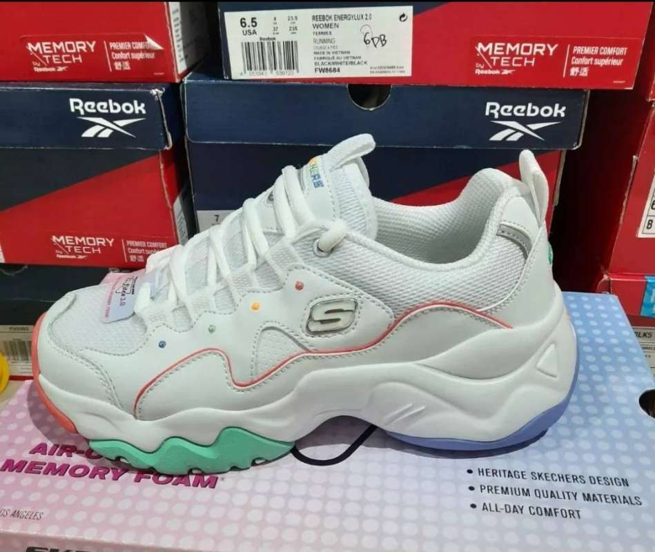 Jual ORI SEPATU WANITA SKECHERS CASUAL D LITES 149121 WMLT di