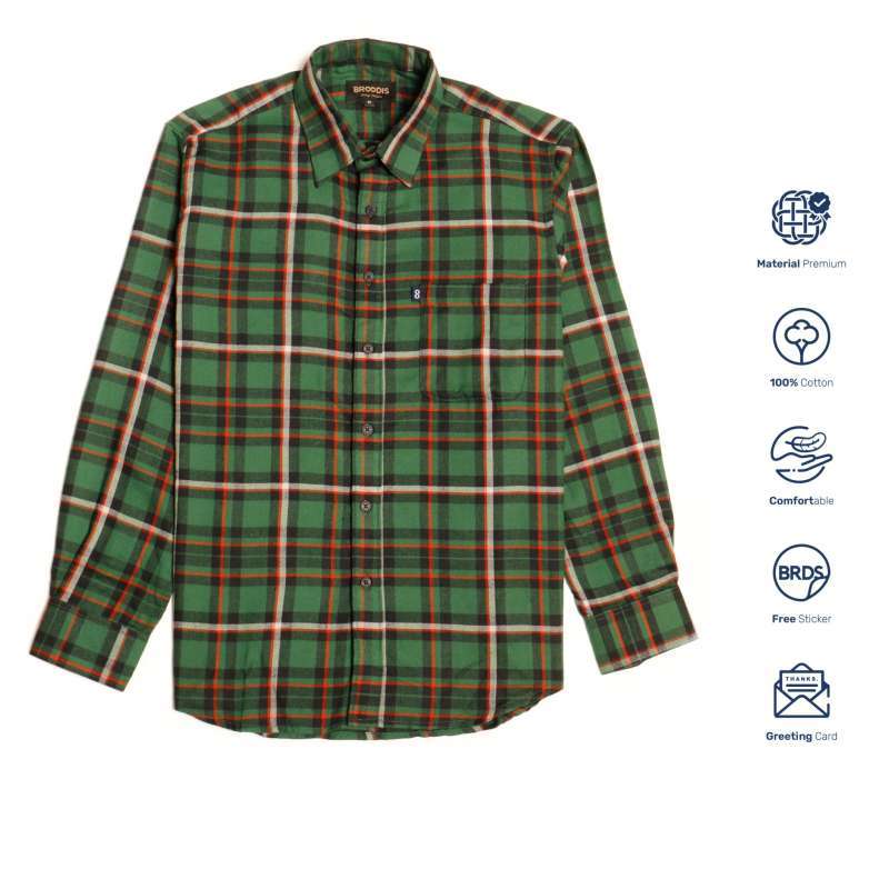 Jual Broodis Kemeja Flannel Pria Green 