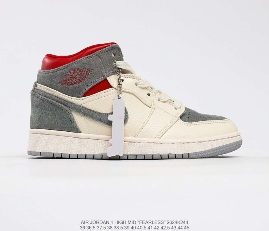 Jual Original men women shoes NIKE AIR JORDAN NIKE AIR JORDAN 1 Mid meter  white suede red NIKE AIR JORDAN AJ1 mid joint middle top versatile casual  sp - 42 di Seller