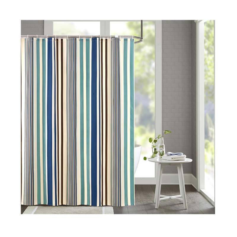 Jual Bluelans Waterproof Thickening Polyester Stripe Shower Waterproof Thickening Polyester Stripe