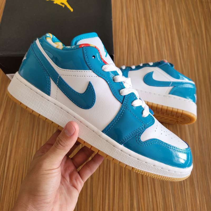 Jual Air Jordan 1 Low SE Barcelona GS black green royal wolf