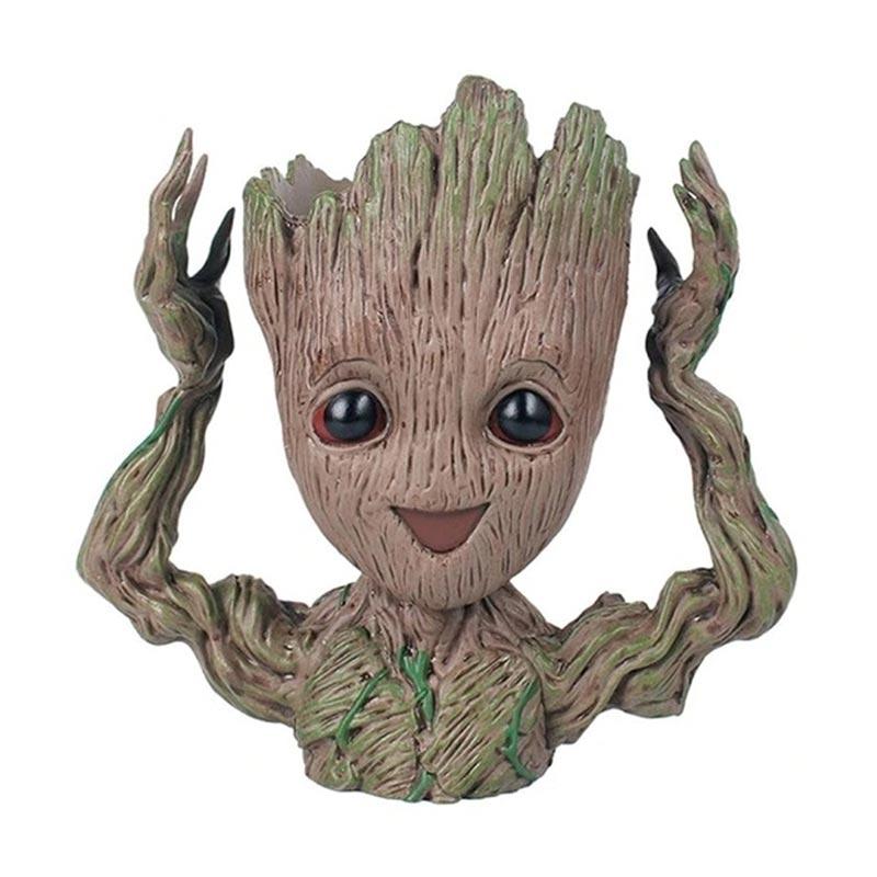 eds 3 baby groot flowerpot cute toy pen holder pvc hero model baby tree man garden flower plant pot