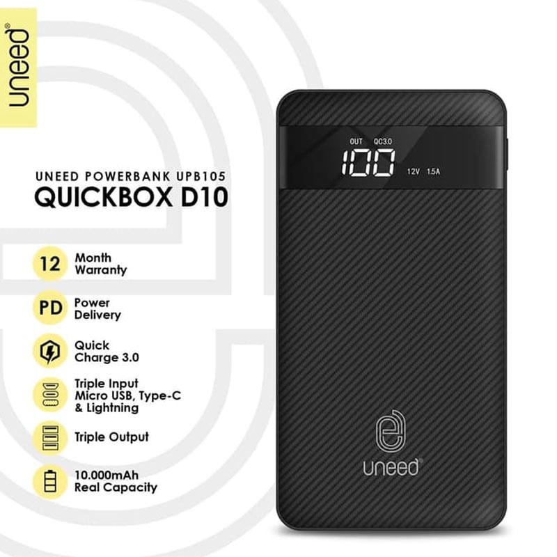 Jual Uneed Quickbox D10 Upb105 Powerbank Black 10000 Mah Quick