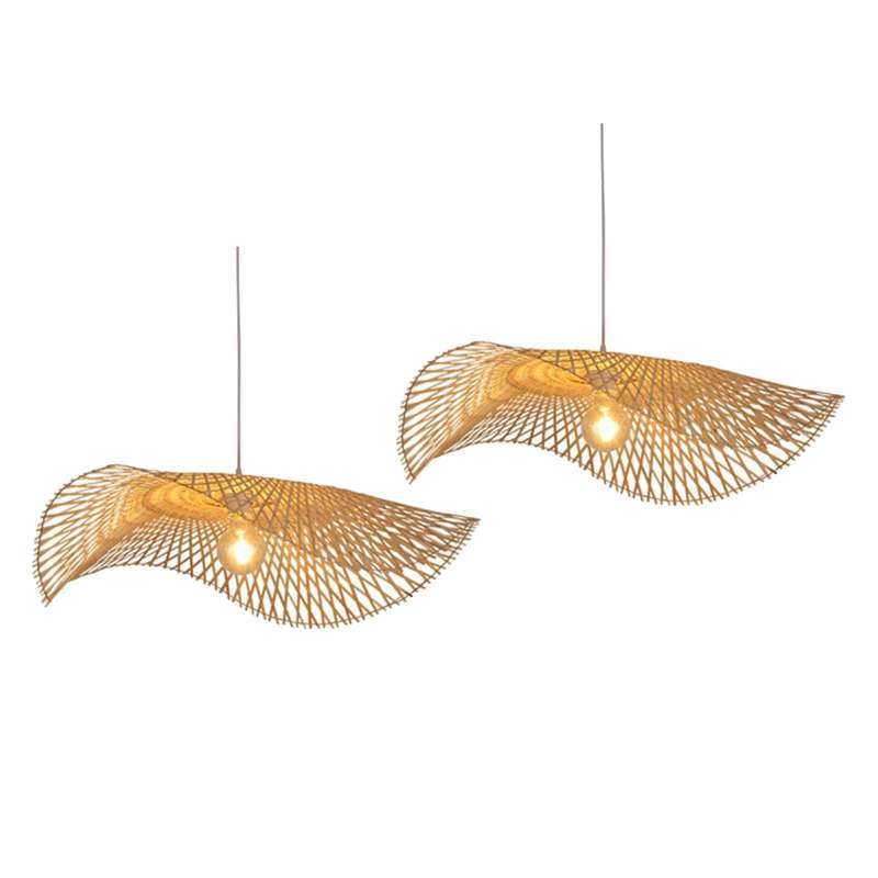 Promo 2x Modern Woven Bamboo Pendant 