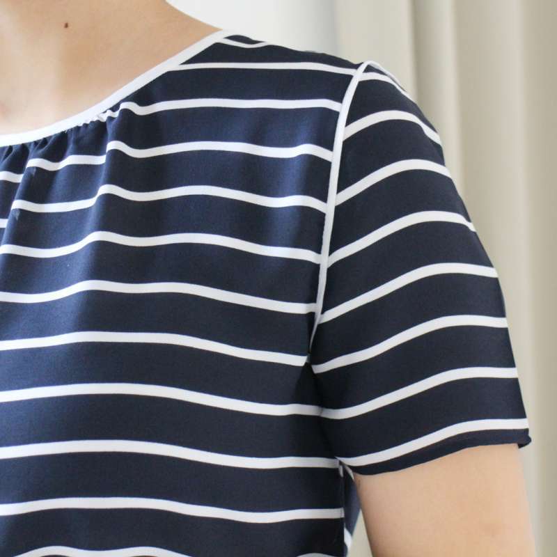 Salur - Navy White Stripes Blouse Women 