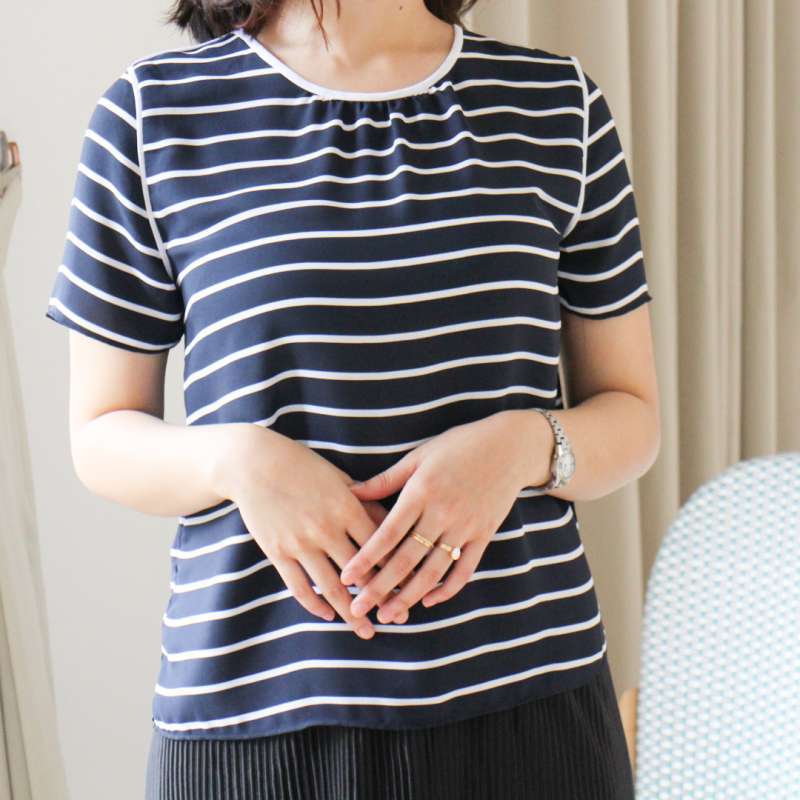 Salur - Navy White Stripes Blouse Women 