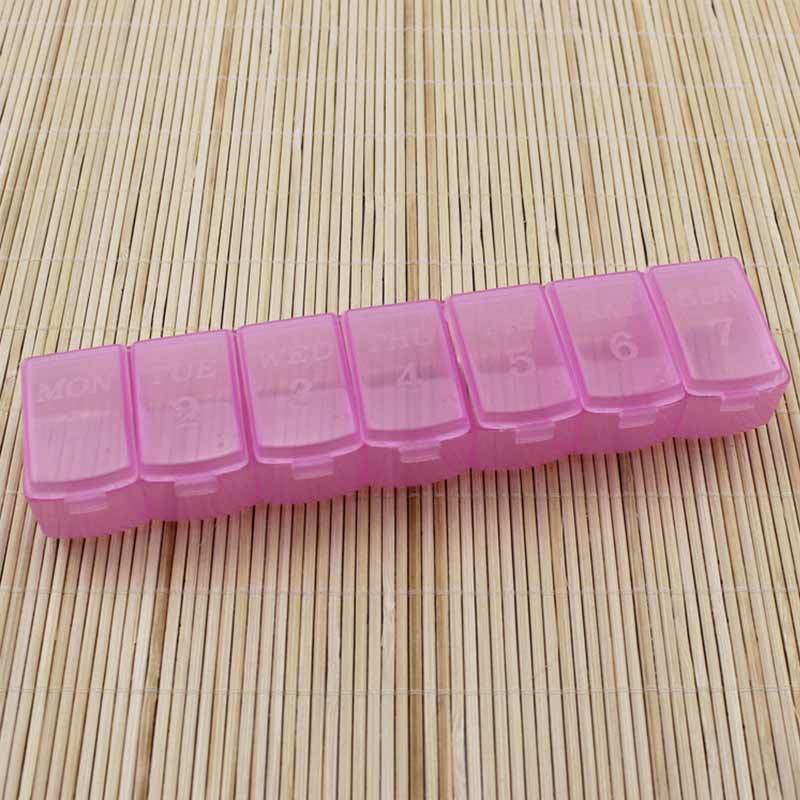 eds oasismall transparent plastic 7 grids pill box portable weekly tablet medicine storage case pink