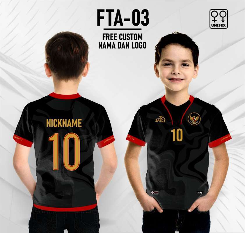 Jersey timnas futsal indonesia anak terbaru baju sepak bola kaos bola Hitam 