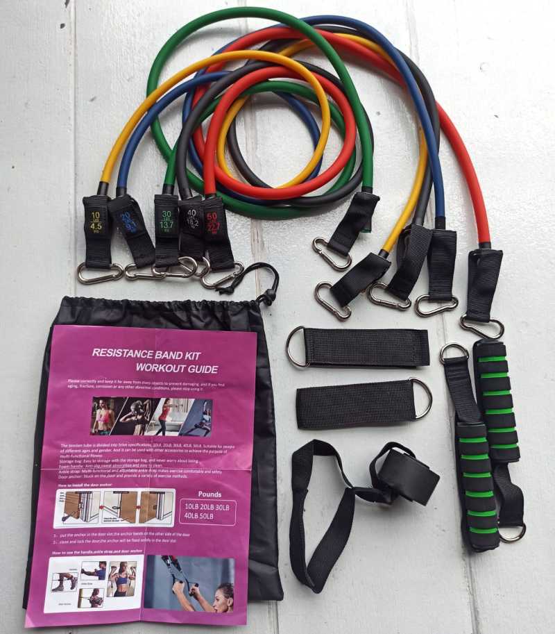 Live Monster 100 150 LBS Resistance Band Set 11 tube home fitness gym yoga