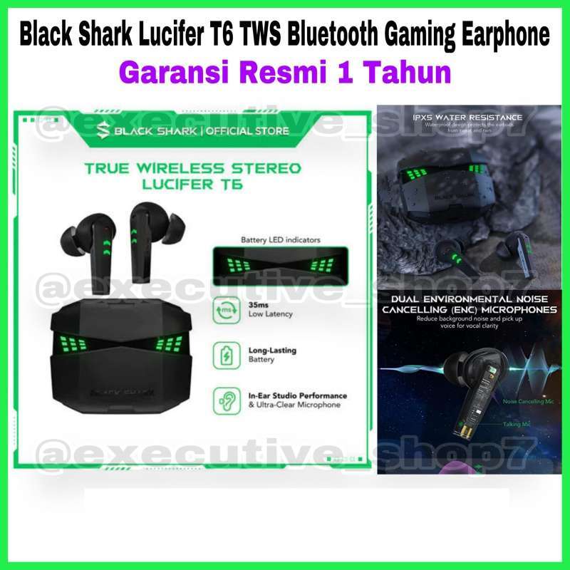 Black Shark Lucifer T6 TWS Bluetooth Gaming Earphone Garansi Resmi Tahun