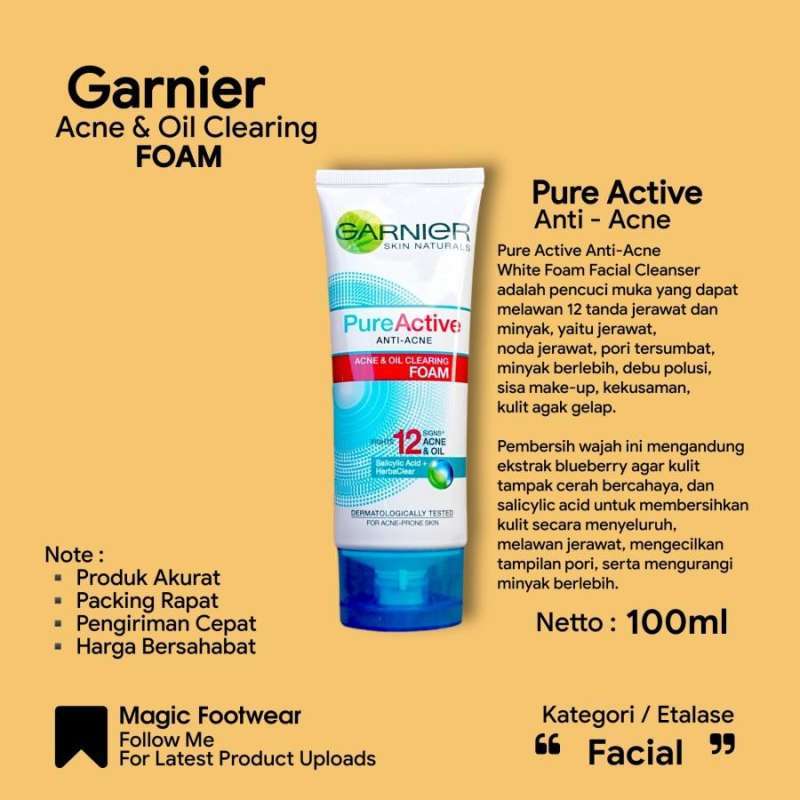 Jual Sabun Muka Garnier Pure Active Anti Acne Oil Clearing Foam