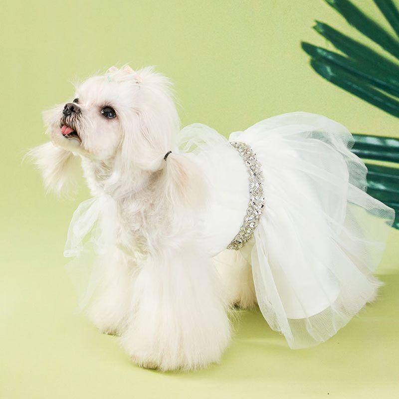 Jual H Ikea Small Dog Girl Formal Dress Solid White Mesh Princess Dress For Pet Puppy Online Desember 2020 Blibli