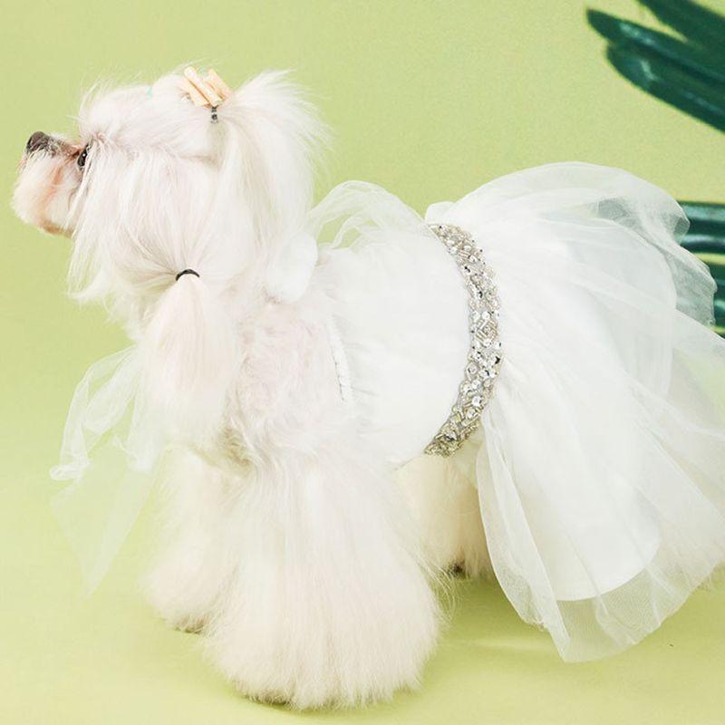 Jual H Ikea Small Dog Girl Formal Dress Solid White Mesh Princess Dress For Pet Puppy Online September 2020 Blibli Com