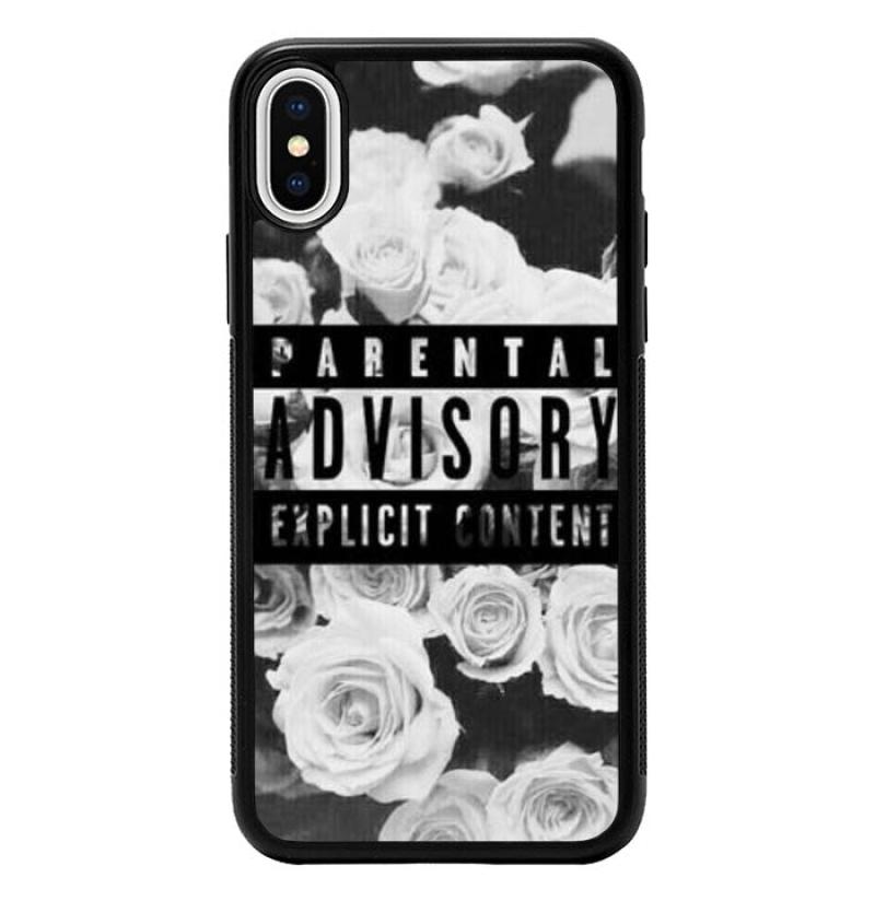 Casing Custom iPhone X Parental Advisory Flowers P1619