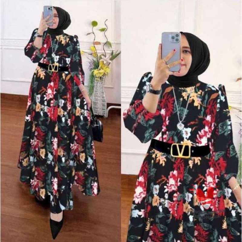 Promo Maxi Dress Wanita Gamis Muslim Modern Motif Bunga Flower Baju Harian  Diskon 5% Di Seller Victoria Grosir - Kalideres, Kota Jakarta Barat | Blibli
