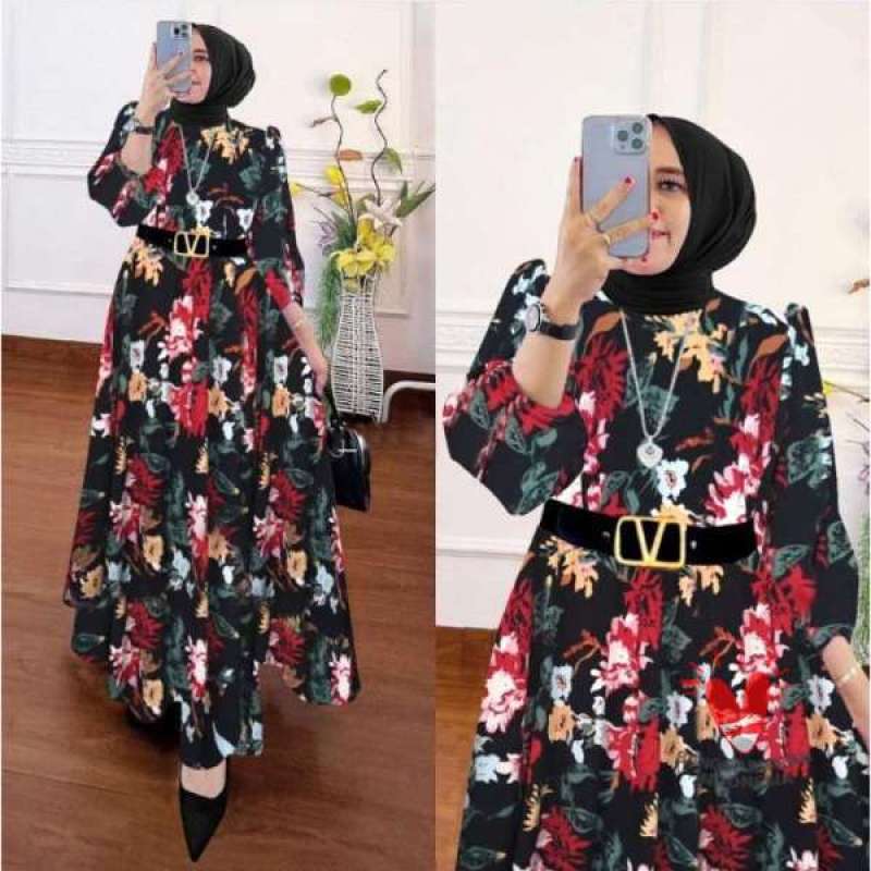 Baju floral maxi dress best sale