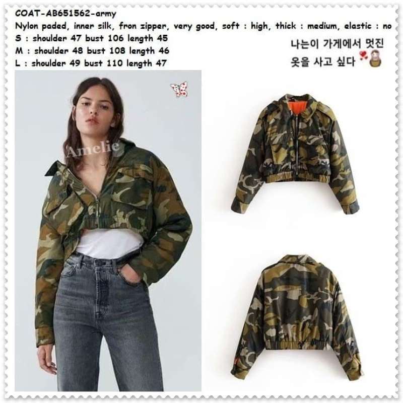 Jaket army on sale crop