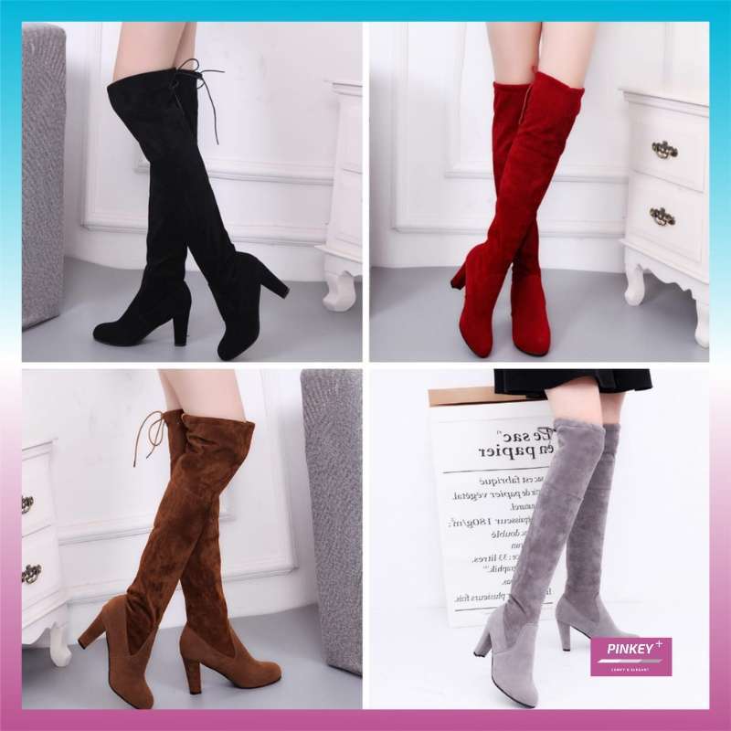 Promo ✓PINKEY P073 Sepatu Long Boots Women Winter Fashion Over Knee Boots  For Ladies Thick Heels - 37 ABU Diskon 40% di Seller Pinkey Store -  Cengklong, Kab. Tangerang | Blibli