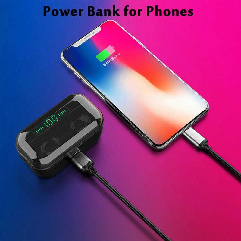 robotsky m7 tws earphone true bluetooth 5 0 powerbank charging dock bluetooth wireless headset
