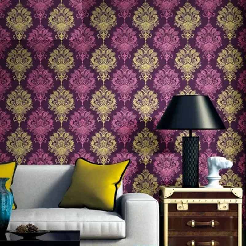 Jual Oem Motif Batik Wallpaper Dinding Ungu Kuning Online