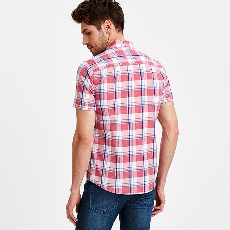 Jual Lc Waikiki Extra Slim Fit Plaid Poplin Men S Short Sleeve Shirt Red Checked 9sh266z8 Online November 2020 Blibli