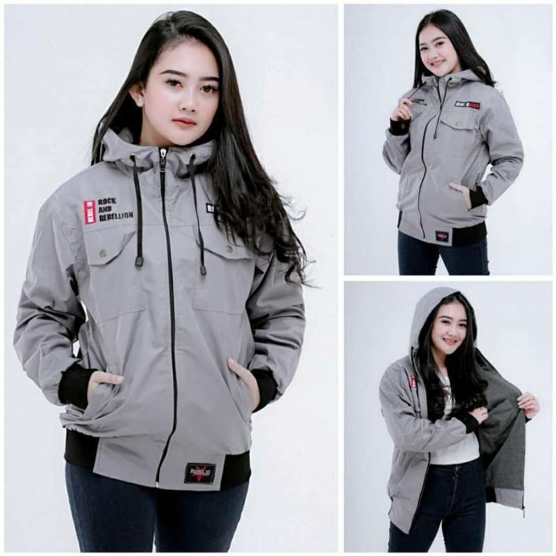 Jual Jaket Motor Wanita Parasut Waterproof Anti Angin Jaket Bomber Terbaru Abu Muda Di Seller Wefa Store Ngamprah 2 Kab. Bandung Barat Blibli