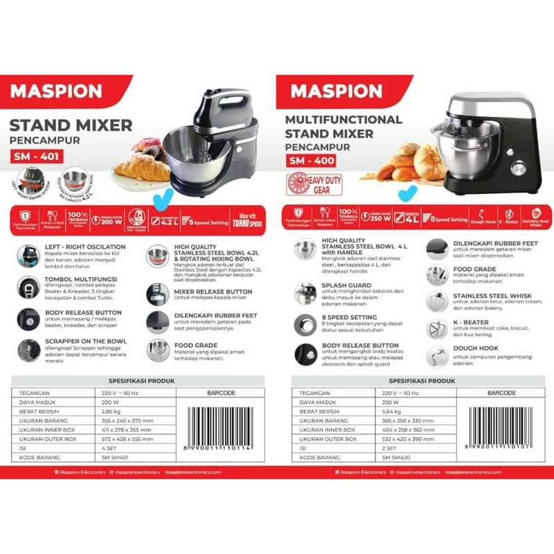 Jual Maspion Sm 400 Heavy Duty Stand Mixer 4 Liter Online September 2020 Blibli Com