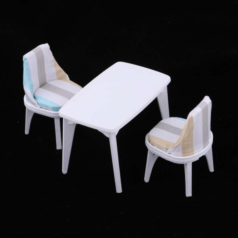Jual Oem Dollhouse Miniature Dining Table Striped Chair Kitchen Furniture Decor 1 12 Online September 2020 Blibli Com