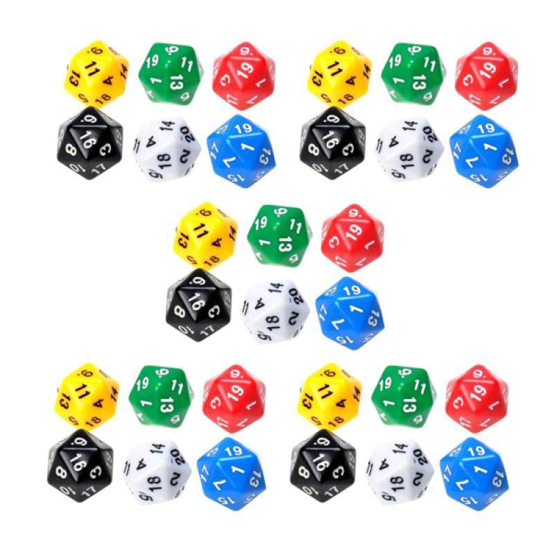 6 Set D20 Gaming Dice Twenty Sided Die RPG D&D Six Opaque Colors FJoc 