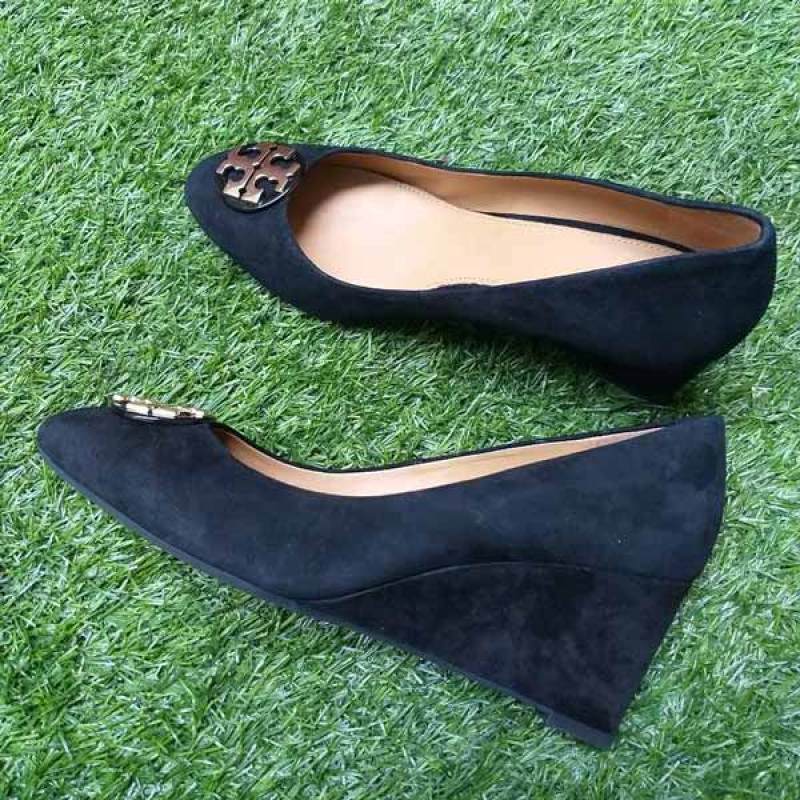 suede closed toe wedges