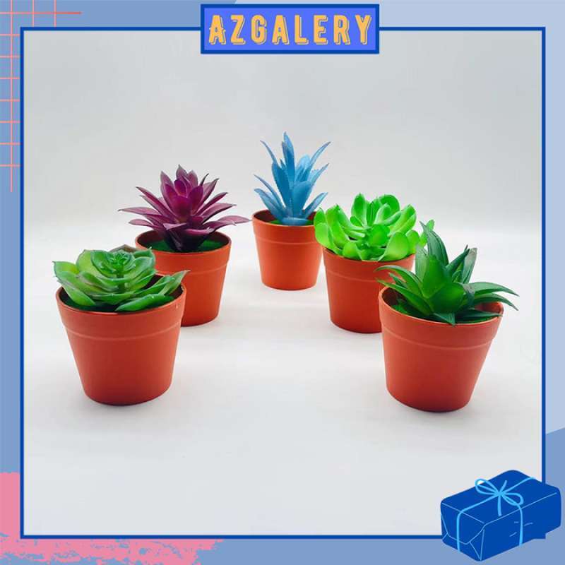 Az Tanaman Hias Bunga Kaktus Sukulen Mini Pot Plastik Artificial Dekor