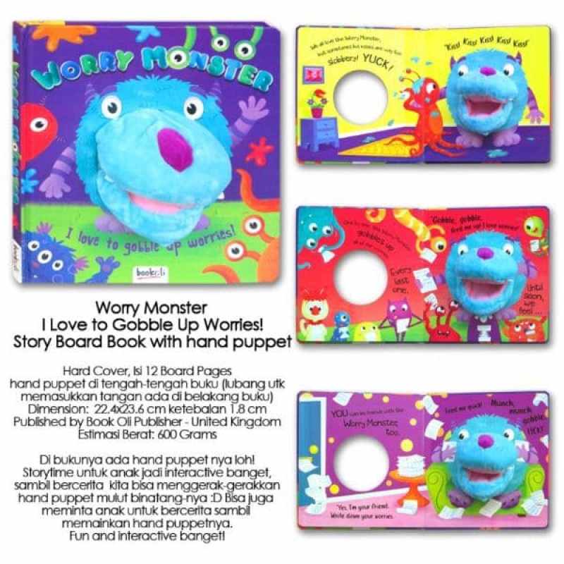 Jual Bookoli Worry Monster I Love To Gobble Up Worries Story Board Book With Hand Puppet Murah Agustus 2020 Blibli Com