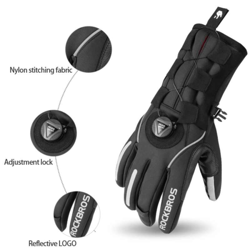 Rockbros S212BK Hand Gloves Full Finger Motorcycle Bike Sarung tangan