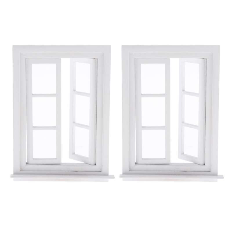 jual miniature white wooden door window