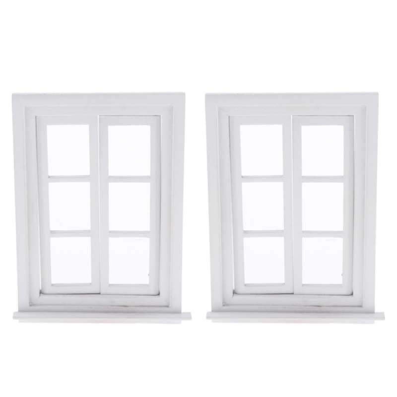 miniature white wooden door window furniture diy decor for 1 12 dollhouse x2