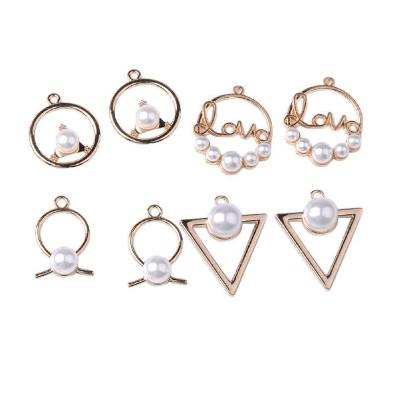 Promo 8 Pieces Mixed Alloy Pearl Charms 