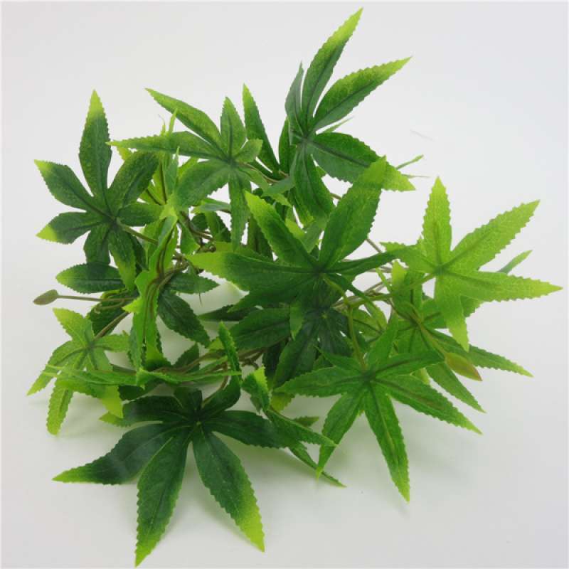 Artificial Maple Leaves Foliage Simulation Branch Fake Potted Plant Decor Green 