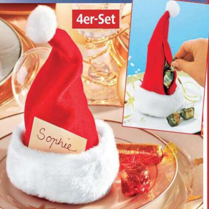 mini santa hat table place crad holder