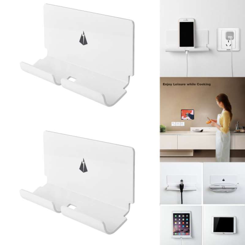 Jual 2pcs Universal Portable Wall Mount Adhesive Tablet Mobile Phone Holder Stand Bracket Charging Outlet Plug Cable Hanging Storage Organizer Online November 2020 Blibli Com