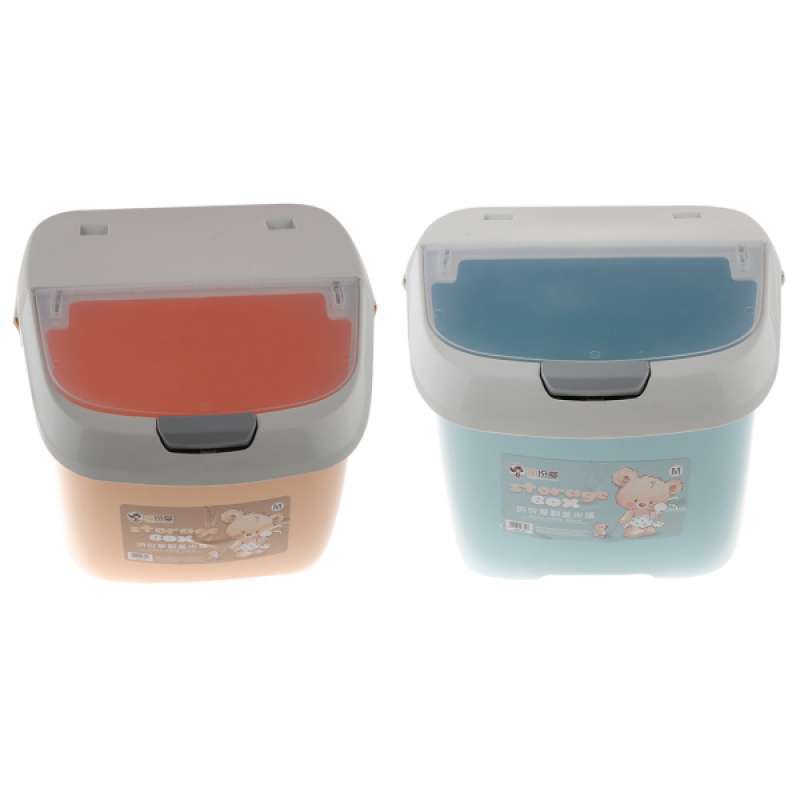 Jual Large Fresh Dry Dog Cat Food Plastic Storage Container With Flip Lid And Wheel For Pet Food And Bird Seed Max Up To 10 Kg Orange And Blue Online