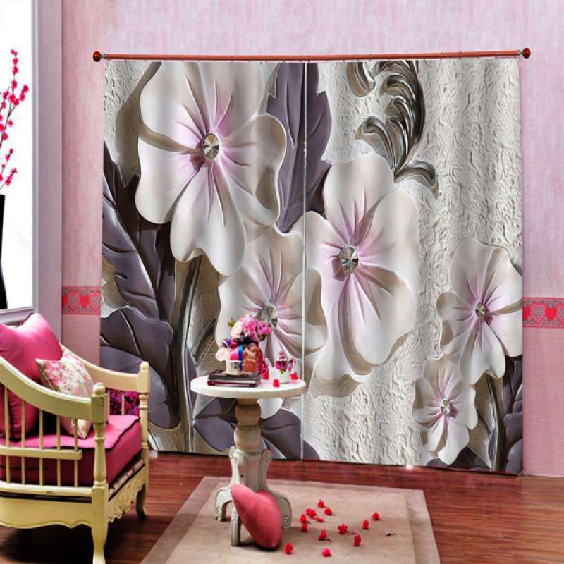 Jual Window 3d Curtains Floral Printed Blockout Curtain Drape Bedroom Living Room Online Desember 2020 Blibli