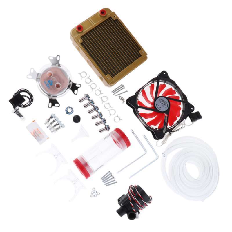 pc computer water cooling kit 120mm radiator pump reservoir cpu block tube