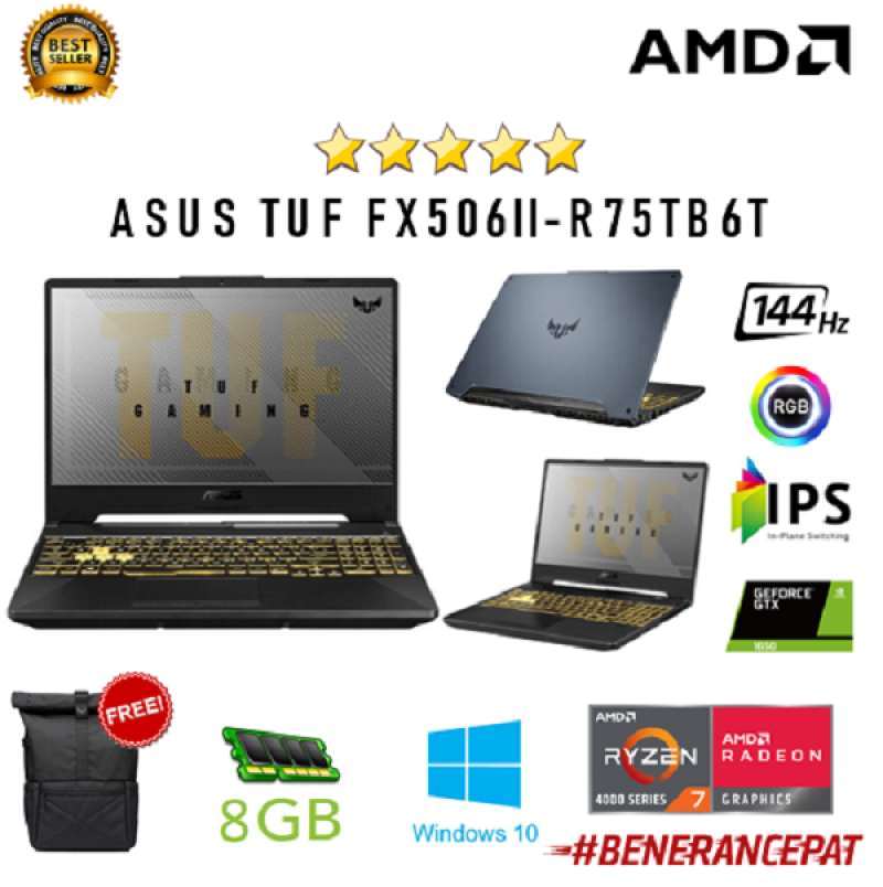 Jual Asus Tuf Fx506ii R75tb6t Amd Ryzen 7 4800 8gb 512ssd Gtx1650ti 4gb W10 15 6fhd Ips 144hz Online November 2020 Blibli