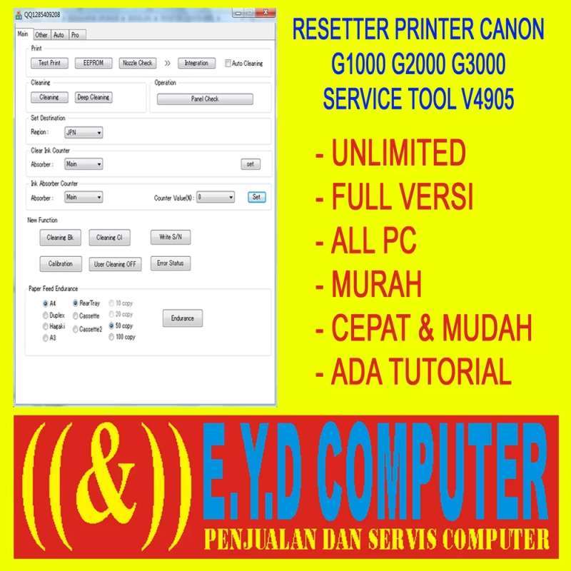 Resetter canon g1000 online
