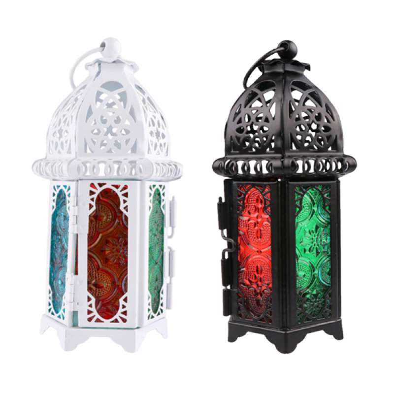2Pcs Colorful Glass Decorative Tealight Candle Holder Home Garden Lanterns 