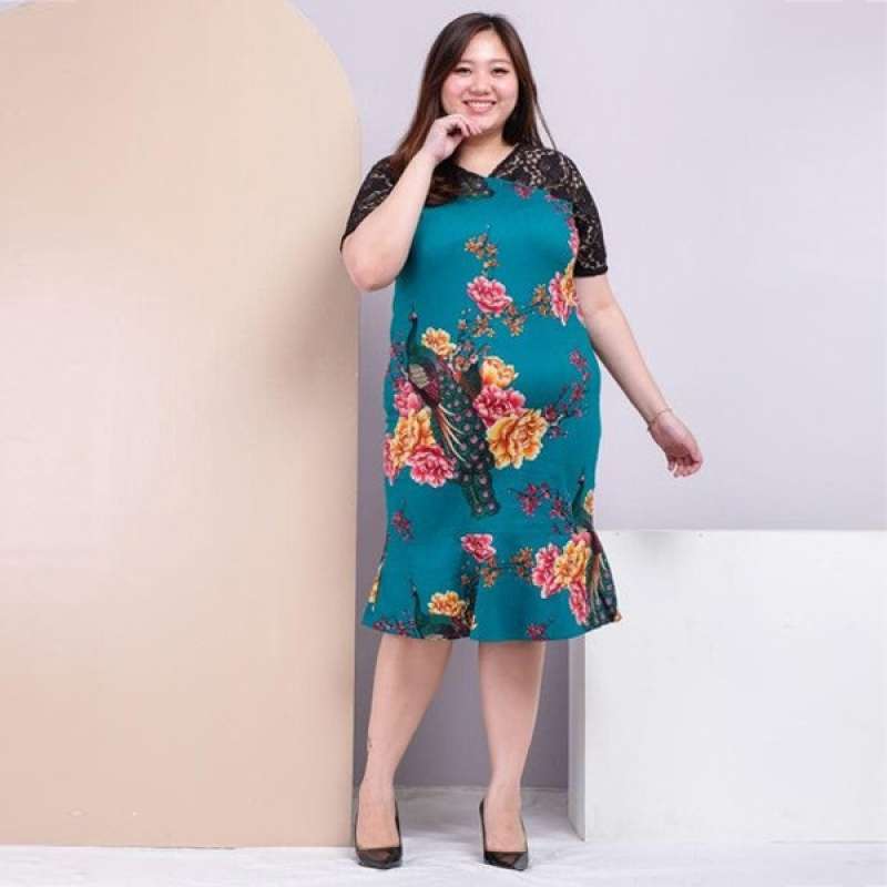 Jual Jo Nic Benina Dress Batik Jumbo Kombinasi Brokat Big Size Fit Up To Xxl Online Desember 2020 Blibli